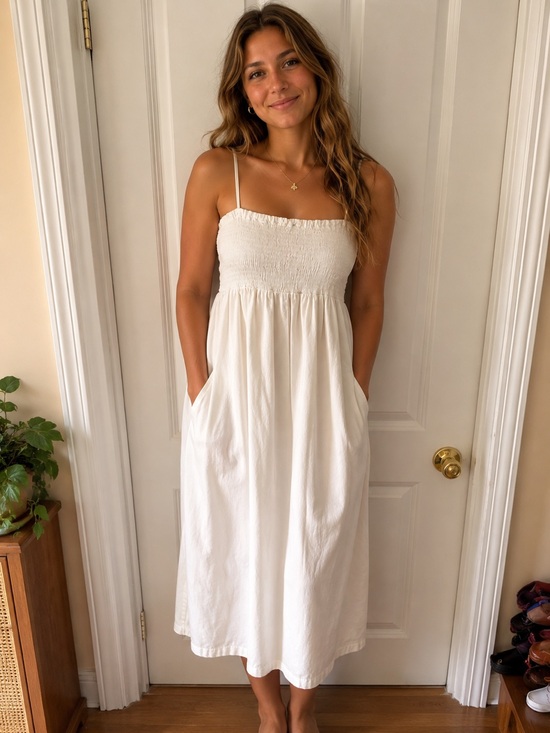 ASOS Dresses & Skirts - ASOS DESIGN White Smocked Midi Dress | Size US 8 / EU 36